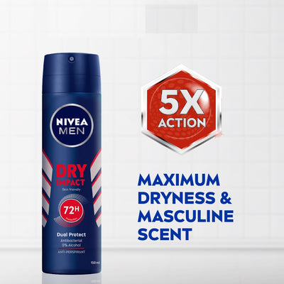 Nivea Men - Dry Impact - 72H Protection - Anti-perspirant for Men - Spray 150ml