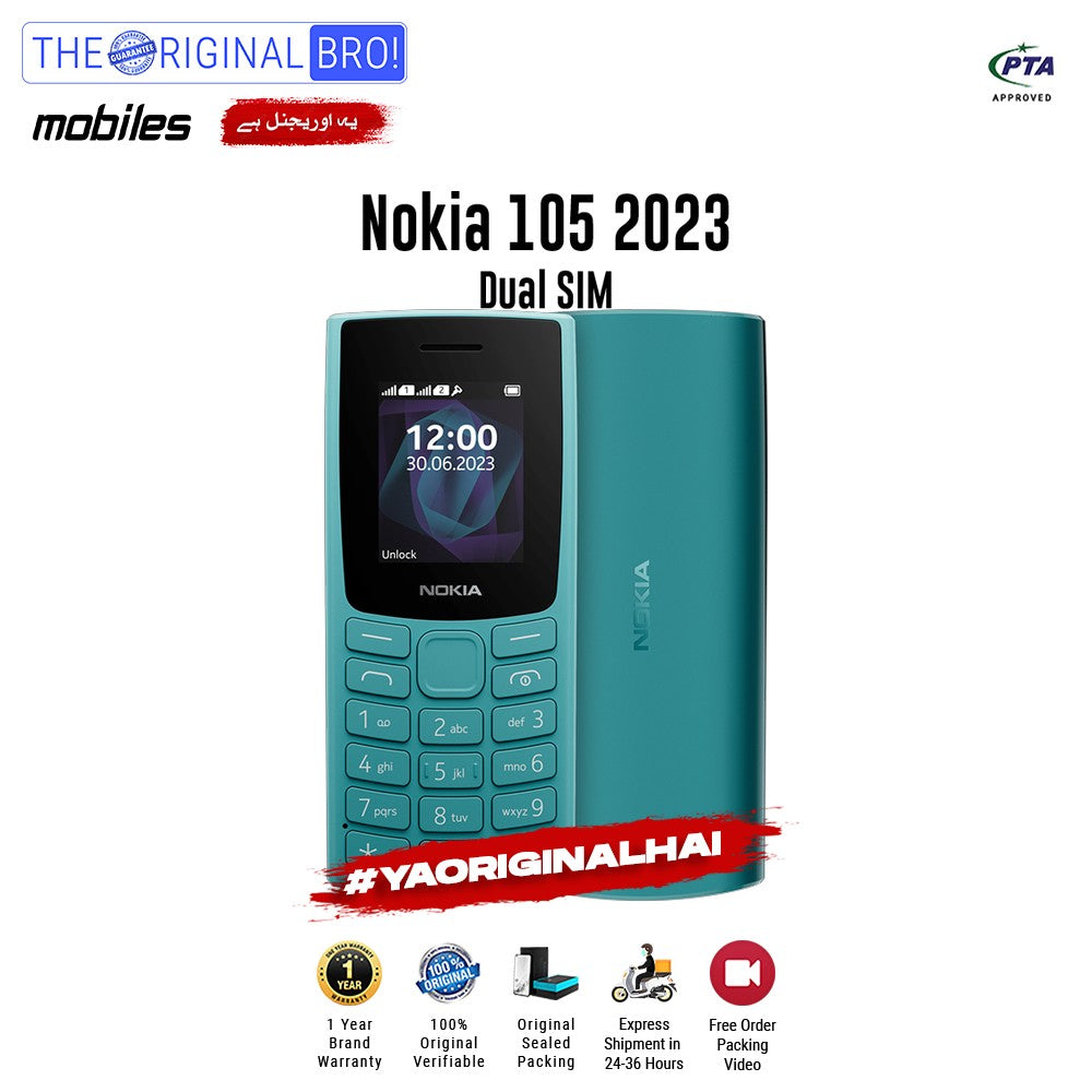 Nokia - 105 2023 - Feature Phone - N/A - N/A - Cyan - The Original Bro Mobiles | Jodiabaazar.com