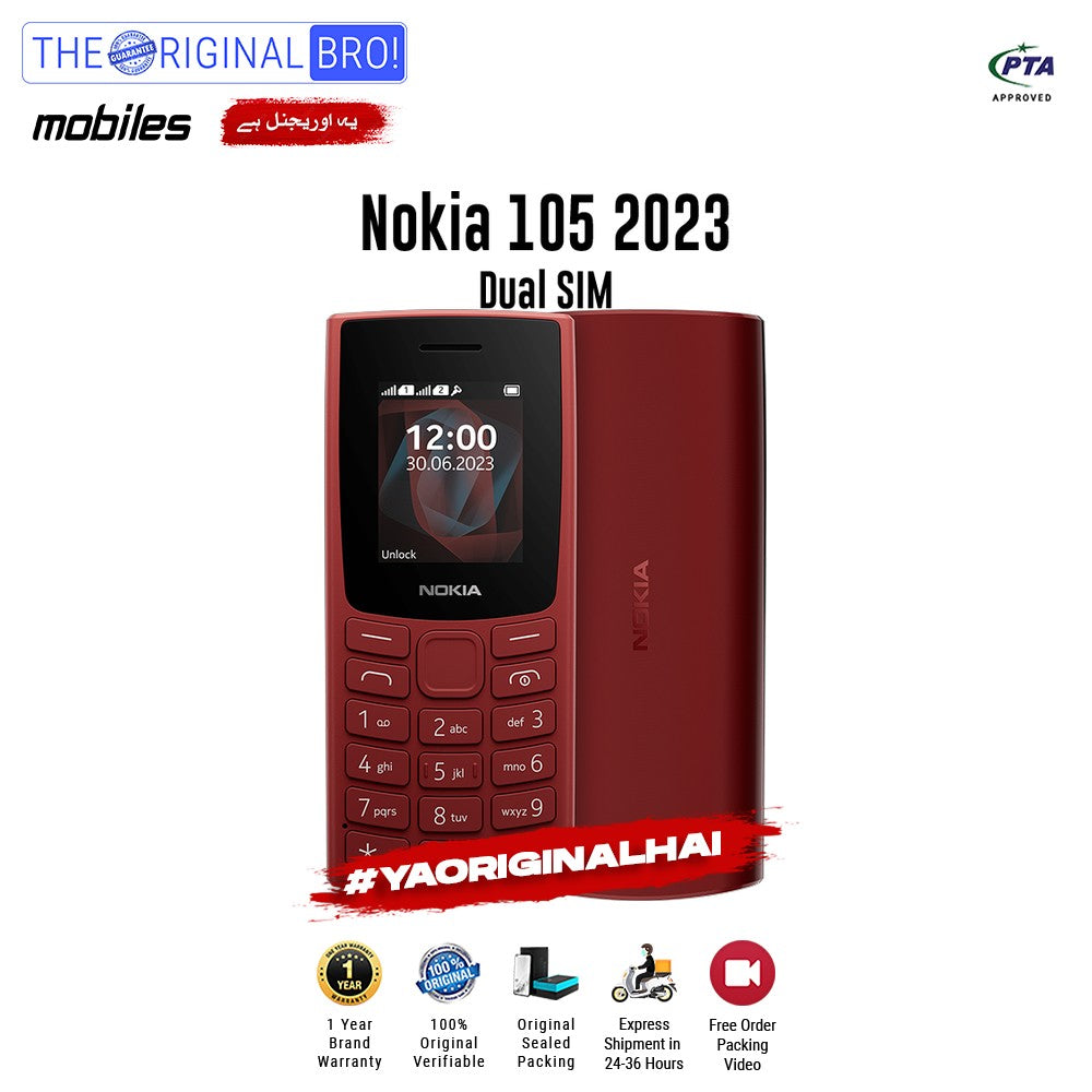 Nokia - 105 2023 - Feature Phone - N/A - N/A - Red - The Original Bro Mobiles | Jodiabaazar.com