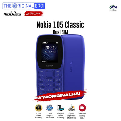 Nokia - 105 Classic - Feature Phone - N/A - N/A - Blue - The Original Bro Mobiles | Jodiabaazar.com