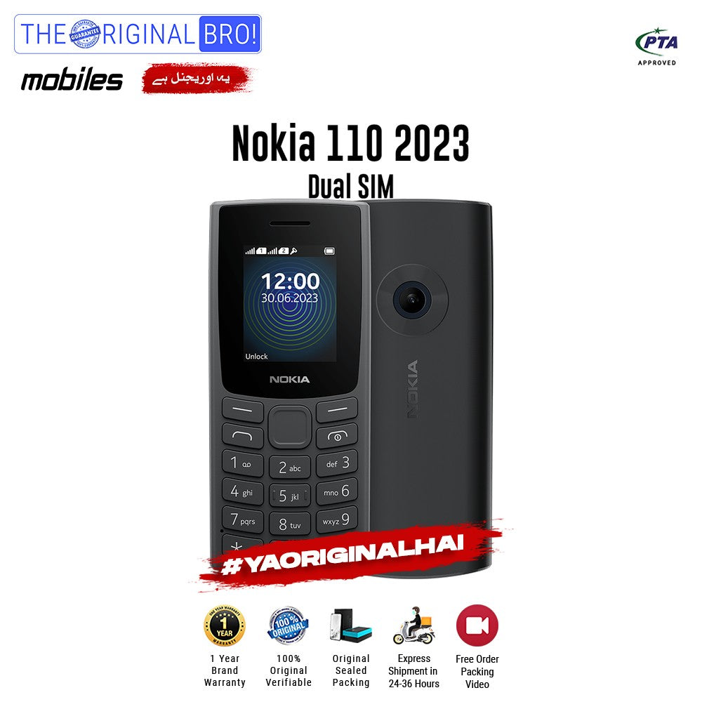 Nokia - 110 2023 - Grey - PTA Approved - The Original Bro | Jodiabaazar.com