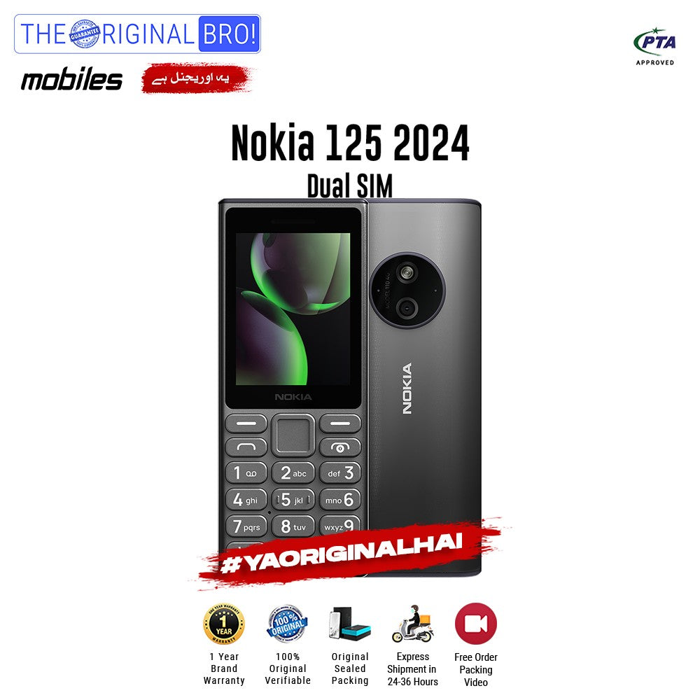 Nokia - 125 2024 - Feature Phone - Black - The Original Bro Mobiles | Jodiabaazar.com