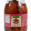 Jar of dried tomatoes with a Novi label on a white background
