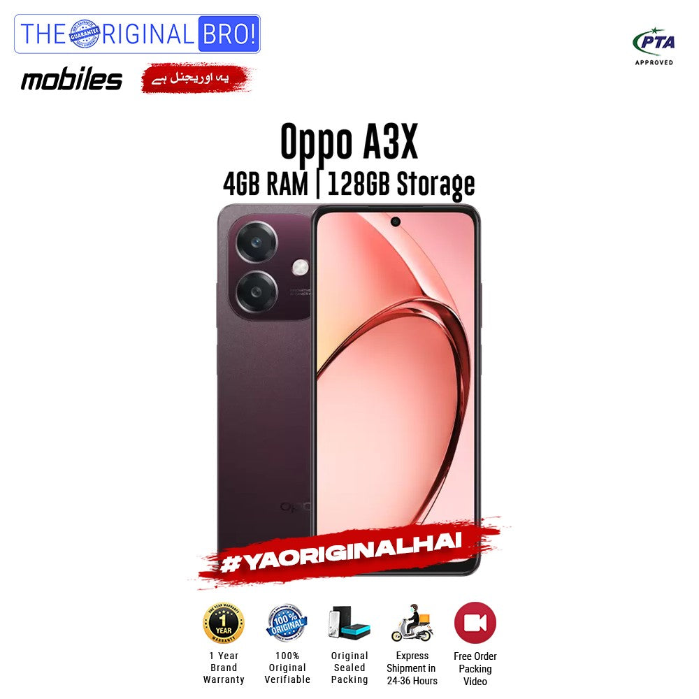 Oppo - A3x - Smartphone - 4GB RAM - 128GB Storage - Red - The Original Bro Mobiles | Jodiabaazar.com