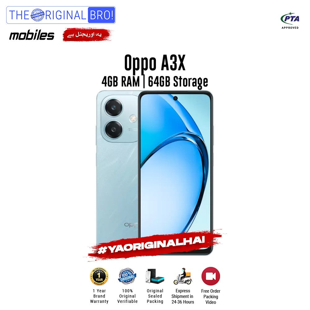 Oppo - A3x - Smartphone - 4GB RAM - 64GB Storage - Blue - The Original Bro Mobiles | Jodiabaazar.com