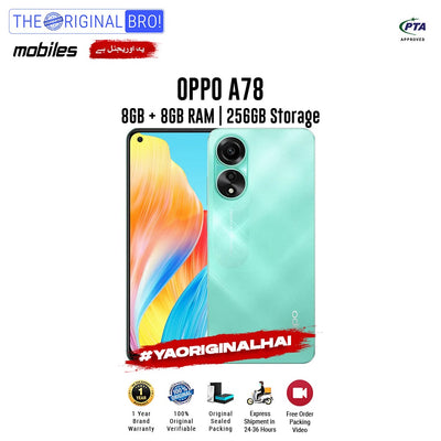 Oppo - A78 - Smartphone - 8GB RAM - 256GB Storage - Green - The Original Bro Mobiles | Jodiabaazar.com