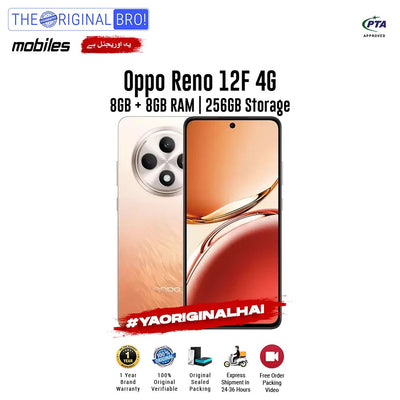 Oppo - Reno 12F 4G - Smartphone - 8GB RAM - 256GB Storage - Orange - The Original Bro Mobiles | Jodiabaazar.com