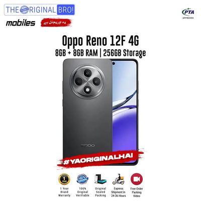 Oppo - Reno 12F 4G - Smartphone - 8GB RAM - 256GB Storage - Grey - The Original Bro Mobiles | Jodiabaazar.com