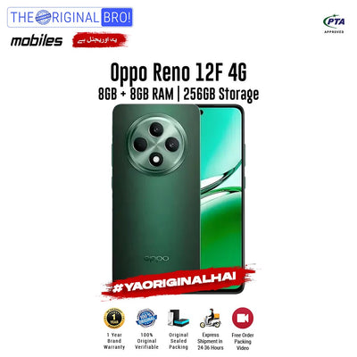 Oppo - Reno 12F 4G - Smartphone - 8GB RAM - 256GB Storage - Green - The Original Bro Mobiles | Jodiabaazar.com