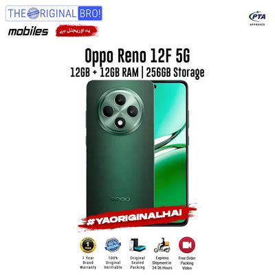 Oppo - Reno 12F 5G - Smartphone - 12GB RAM - 256GB Storage - Green - The Original Bro Mobiles | Jodiabaazar.com