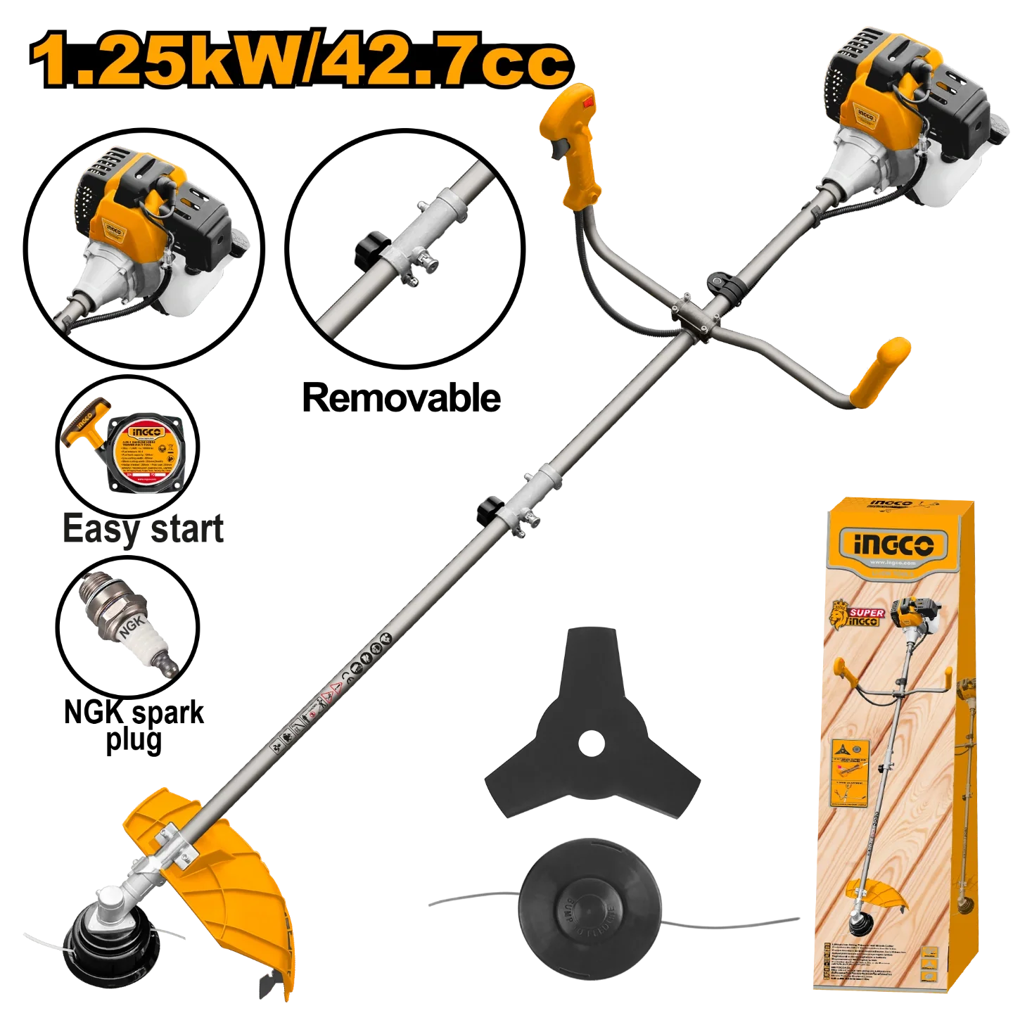 INGCO -  Gasoline grass trimmer and brush cutter 1250W GBC5434421