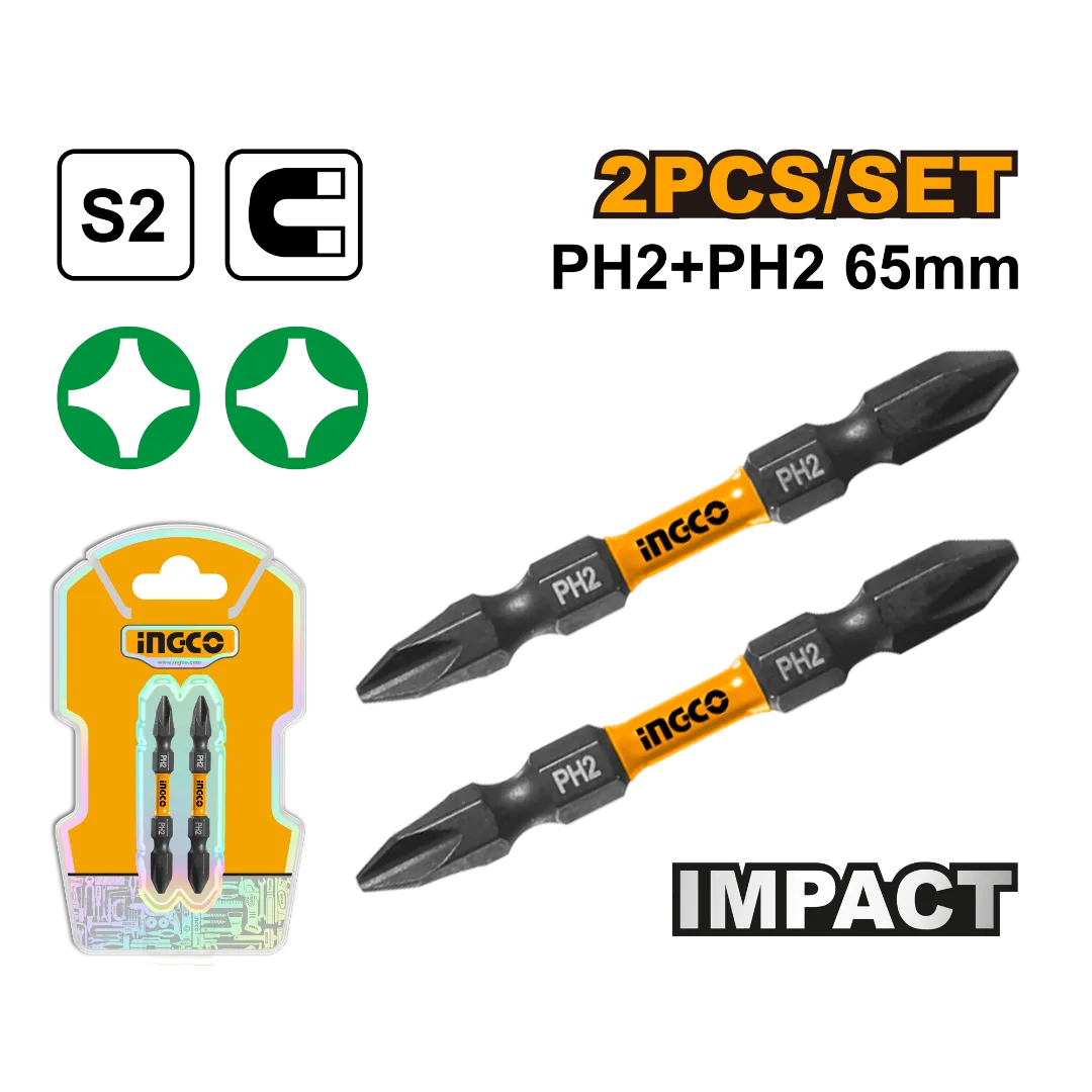 INGCO -  Impact screwdriver bits 65mm 2pcs ph2 SDBIM72PH265