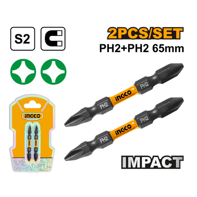 INGCO -  Impact screwdriver bits 65mm 2pcs ph2 SDBIM72PH265