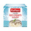 A box of Rafhan Vanilla Ice Cream Powder on a plain white background. The packaging features a blue and white swirl pattern, a prominent red Rafhan logo, and an illustration of vanilla ice cream scoops with chocolate drizzle and a mint leaf on a blue-and-white checkered surface.