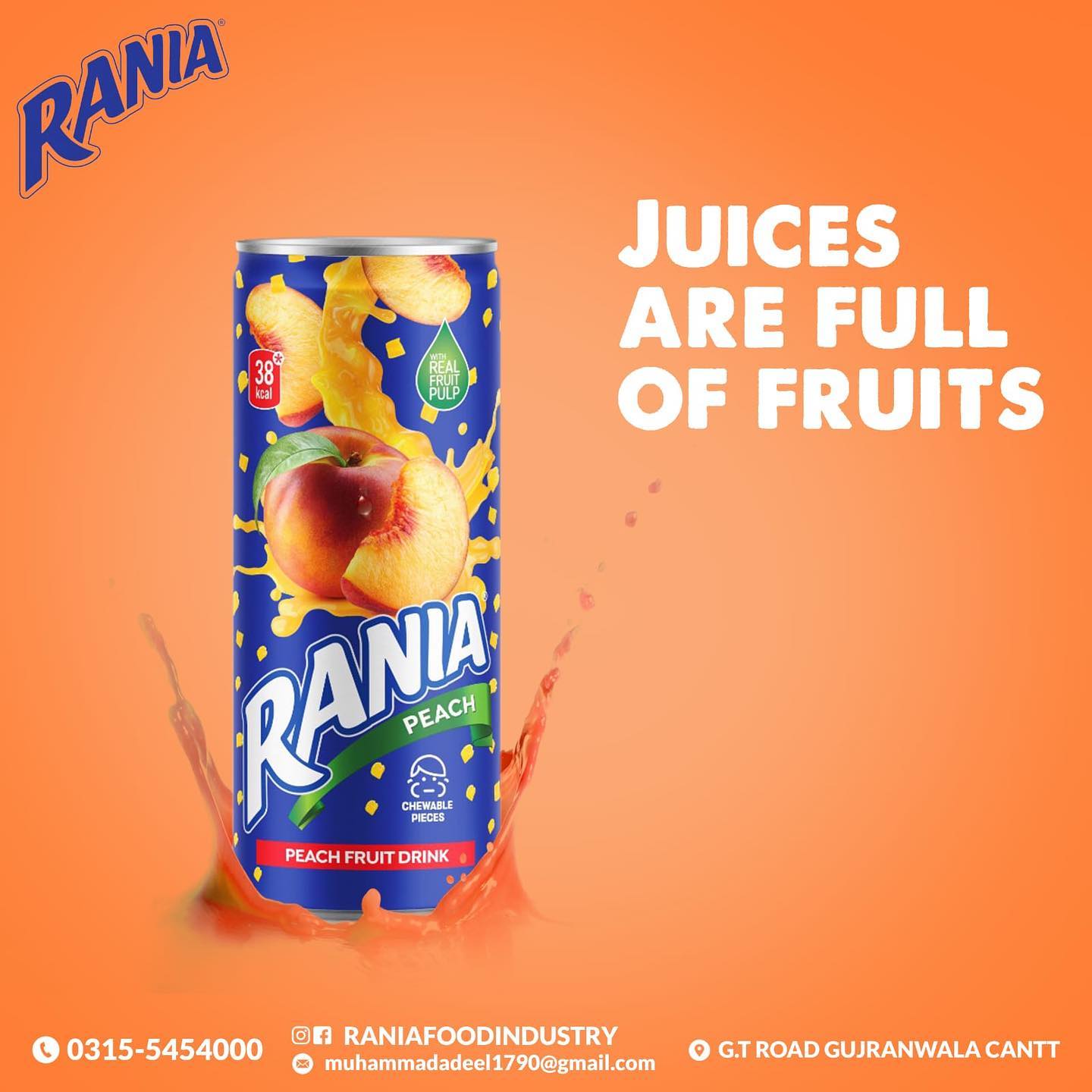 Rania Float Fruit - Pakistani - 240 ML (Pack of 24) - Peach, Mango, Orange Flavor