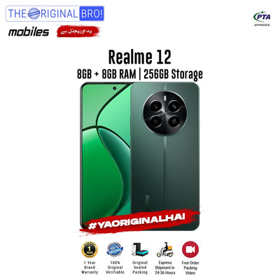 Realme - 12 - 8GB RAM - 256GB Storage - Green - PTA Approved - The Original Bro | Jodiabaazar.com