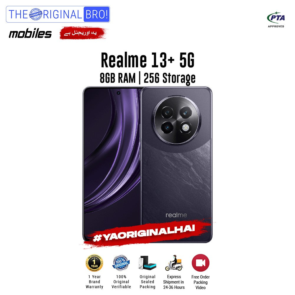 Realme - 13 Plus 5G - Smartphone - 12GB RAM - 256GB Storage - Purple - The Original Bro Mobiles | Jodiabaazar.com