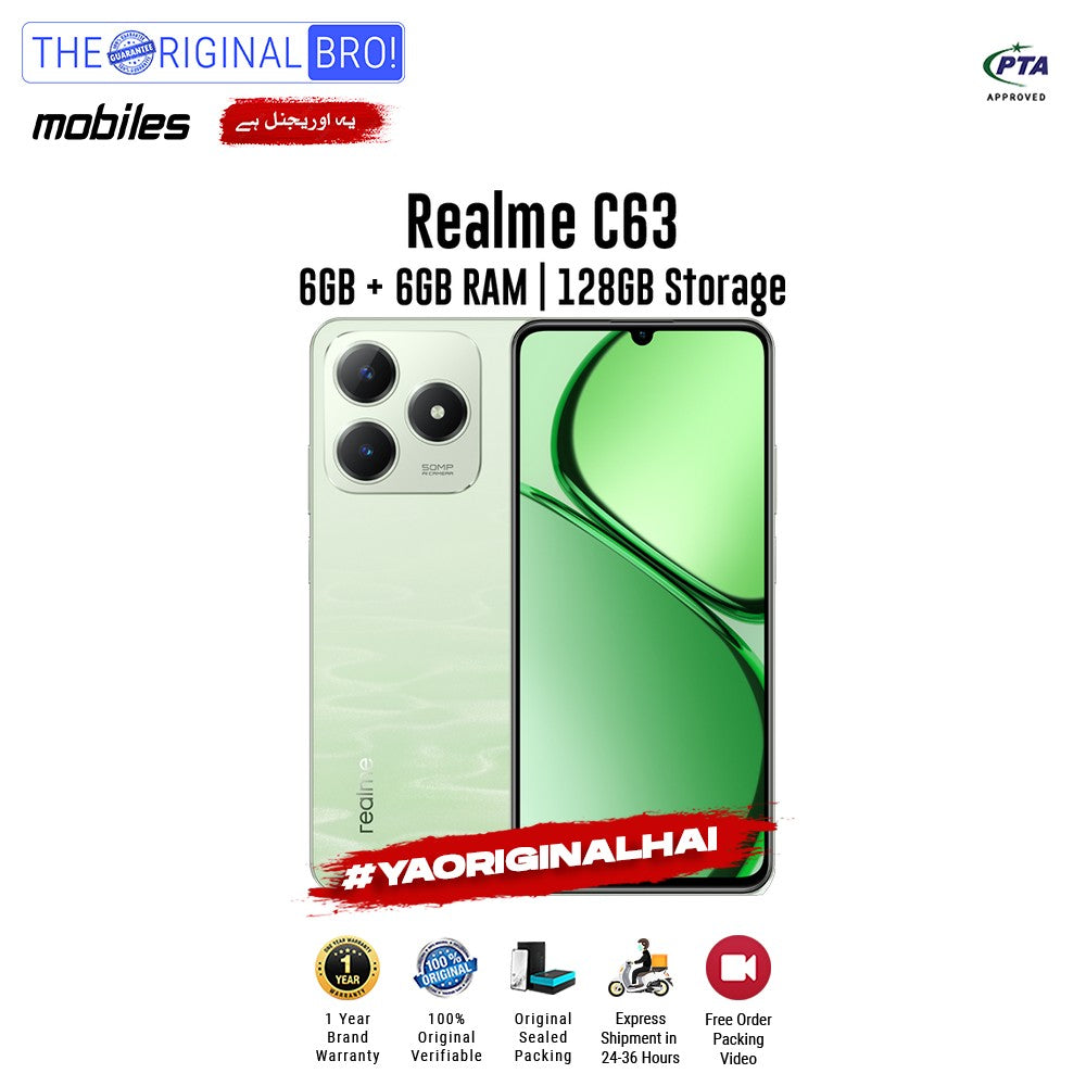 Realme - C63 - 6GB RAM - 128GB Storage - Green - PTA Approved - The Original Bro | Jodiabaazar.com