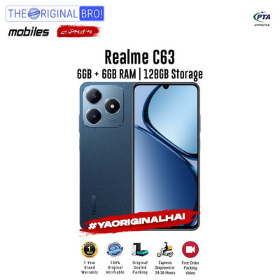 Realme - C63 - 6GB RAM - 128GB Storage - Blue - PTA Approved - The Original Bro | Jodiabaazar.com