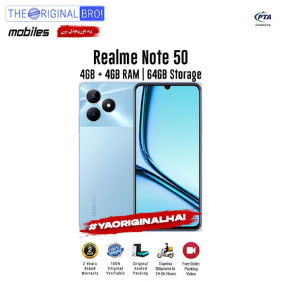 Realme - Note 50 - Smartphone - 4GB RAM - 64GB Storage - Blue - The Original Bro Mobiles | Jodiabaazar.com