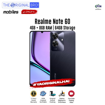 Realme - Note 60 - Smartphone - 4GB RAM - 64GB Storage - Black - The Original Bro Mobiles | Jodiabaazar.com