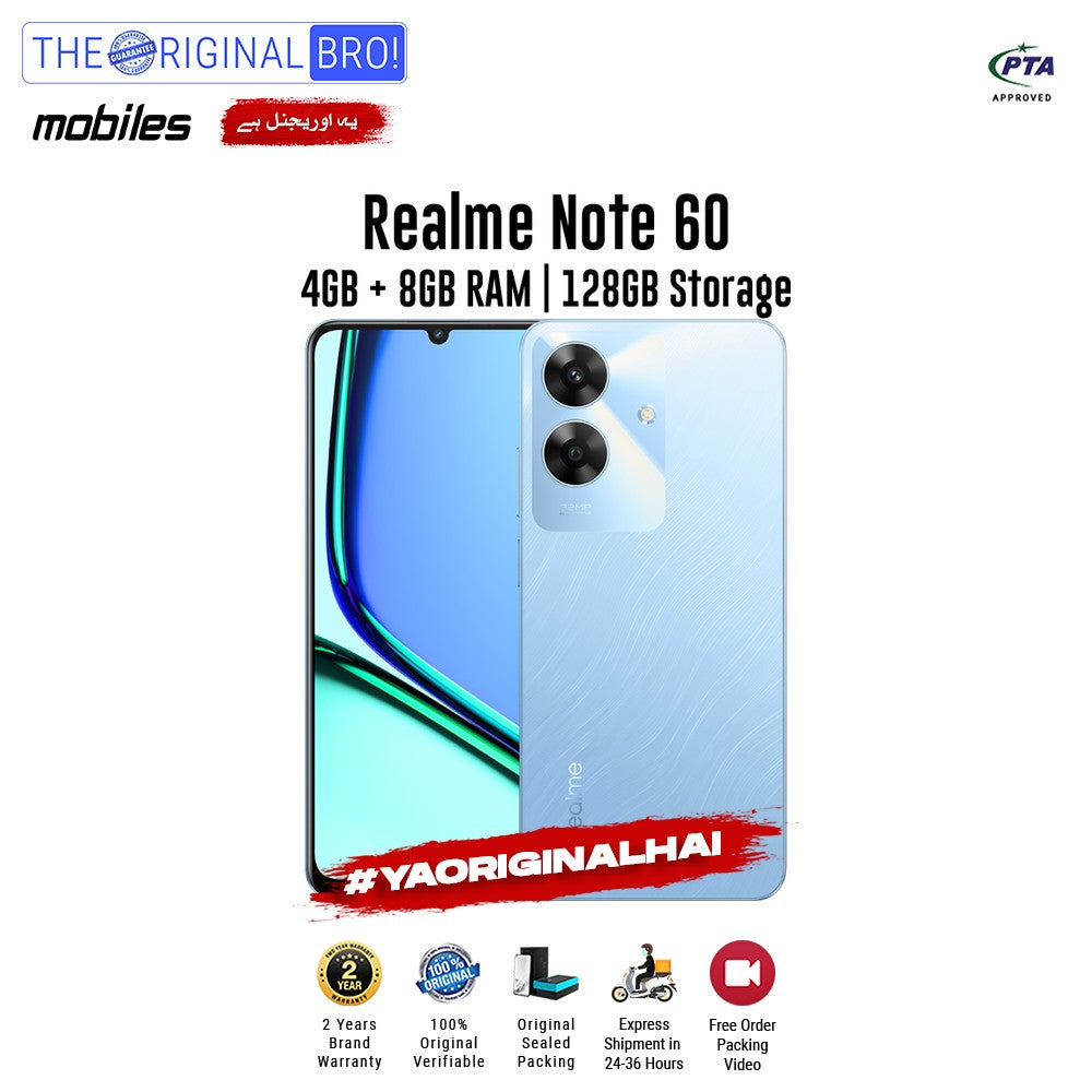 Realme - Note 60 - Smartphone - 4GB RAM - 128GB Storage - Blue - The Original Bro Mobiles | Jodiabaazar.com