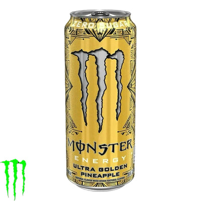 MONSTER ENERGY DRINK - ULTRA GOLDEN PINEAPPLE - Flavoured Drink - Zero Sugar - 500ml - Qtn / 12 Each