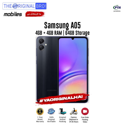 Samsung - A05 - Smartphone - 4GB RAM - 64GB Storage - Black - The Original Bro Mobiles | Jodiabaazar.com