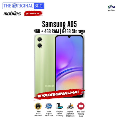 Samsung - A05 - Smartphone - 4GB RAM - 64GB Storage - Green - The Original Bro Mobiles | Jodiabaazar.com