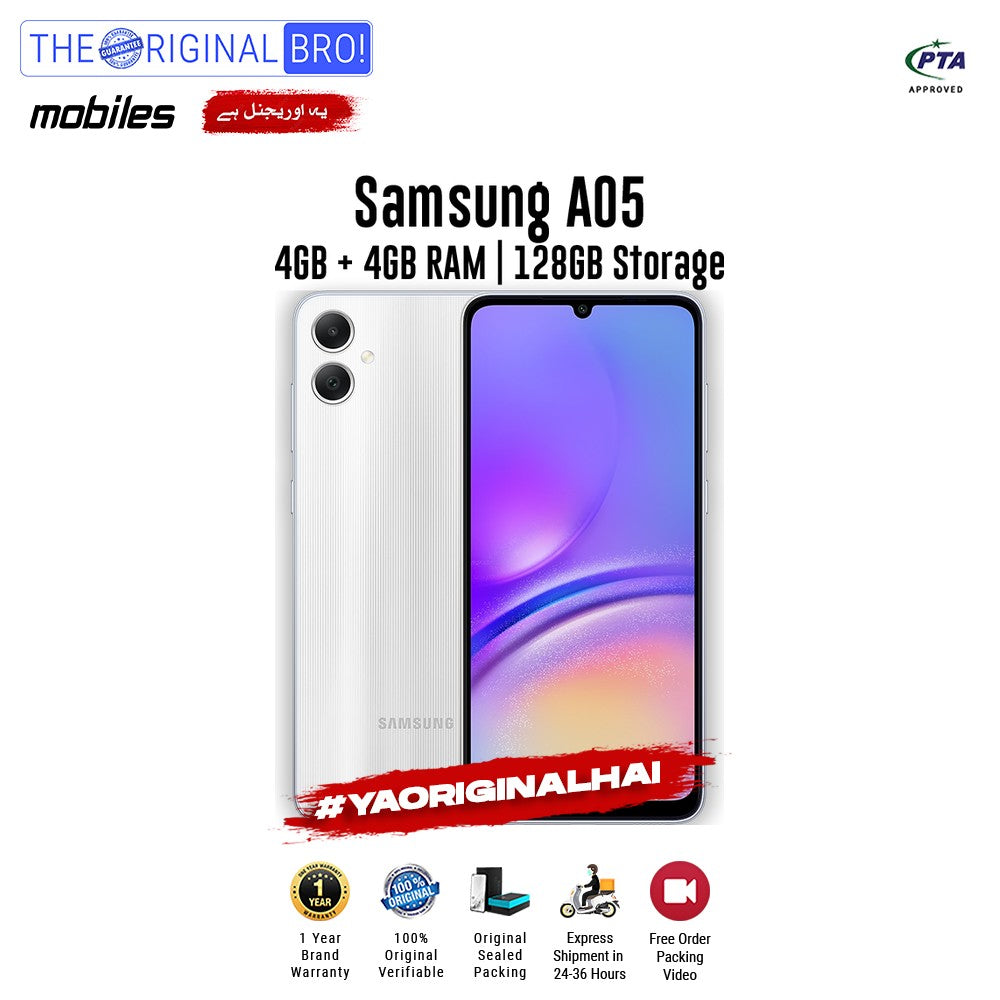 Samsung - A05s - Smartphone - 4GB RAM - 128GB Storage - Silver - The Original Bro Mobiles | Jodiabaazar.com