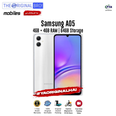 Samsung - A05 - Smartphone - 4GB RAM - 64GB Storage - Silver - The Original Bro Mobiles | Jodiabaazar.com