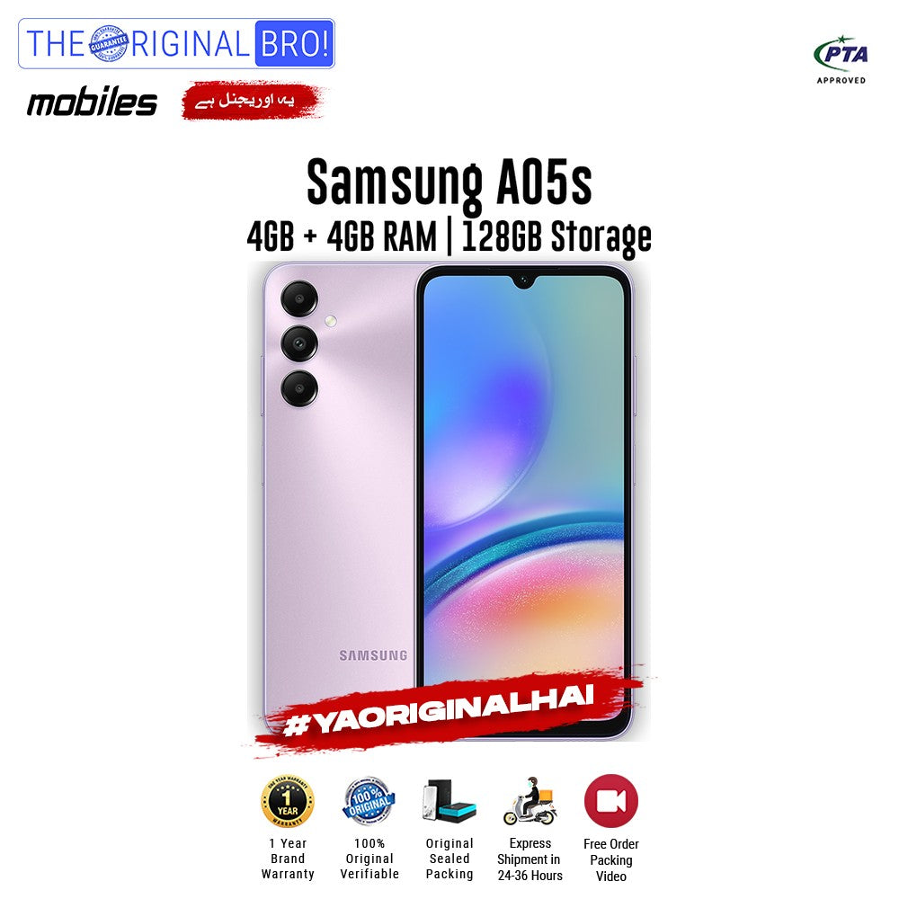 Samsung - A05s - Smartphone - 4GB RAM - 128GB Storage - Violet - The Original Bro Mobiles | Jodiabaazar.com