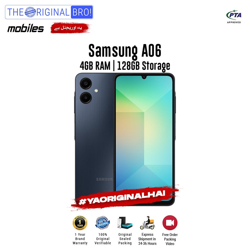 Samsung - A06 - Smartphone - 4GB RAM - 128GB Storage - Black - The Original Bro Mobiles | Jodiabaazar.com