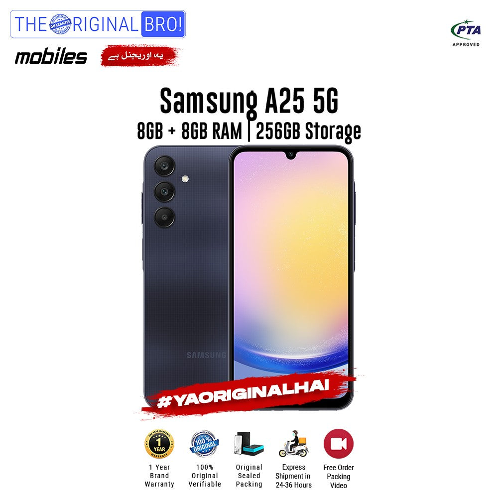 Samsung - A25 5G - 8GB RAM - 256GB Storage - Black - PTA Approved - The Original Bro | Jodiabaazar.com