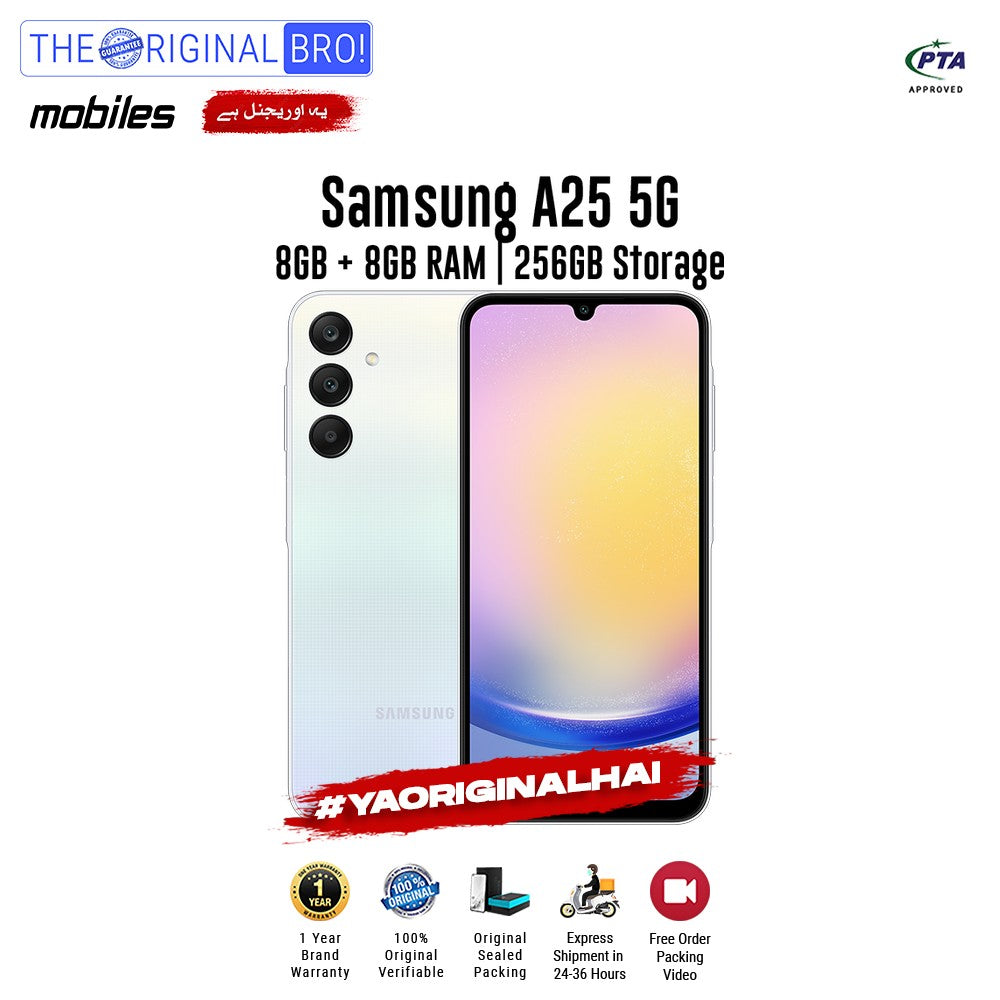 Samsung - A25 5G - 8GB RAM - 256GB Storage - Light Blue - PTA Approved - The Original Bro | Jodiabaazar.com