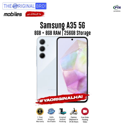 Samsung - A35 5G - 8GB RAM - 256GB Storage - Light Blue - PTA Approved - The Original Bro | Jodiabaazar.com