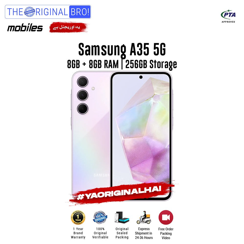 Samsung - A35 5G - 8GB RAM - 256GB Storage - Violet - PTA Approved - The Original Bro | Jodiabaazar.com