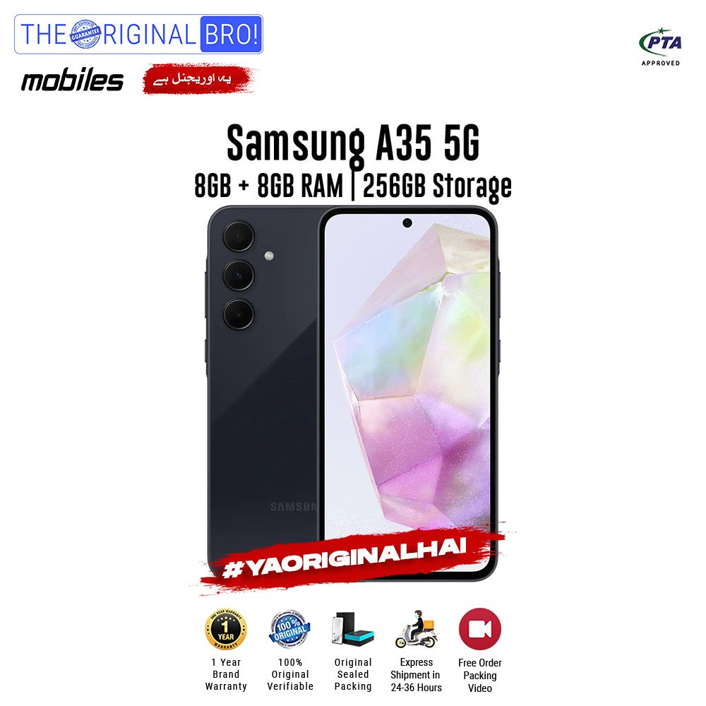 Samsung - A35 5G - 8GB RAM - 256GB Storage - Black - PTA Approved - The Original Bro | Jodiabaazar.com