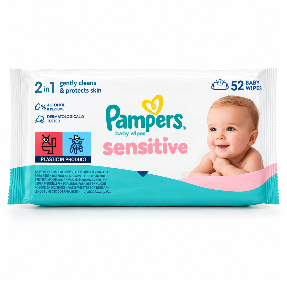 Pampers Sensitive Baby Wipes – 52 Wipes | 0% Alcohol & Perfume