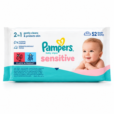 Pampers Sensitive Baby Wipes – 52 Wipes | 0% Alcohol & Perfume