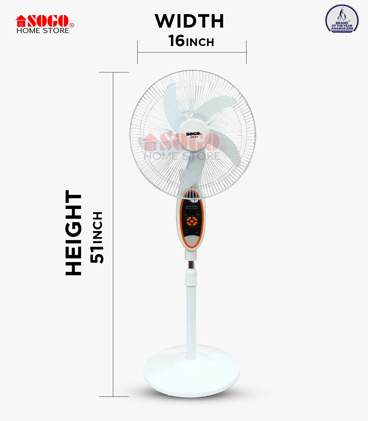 Sogo Rechargeable Floor Fan (JPN-633) - 20" Width