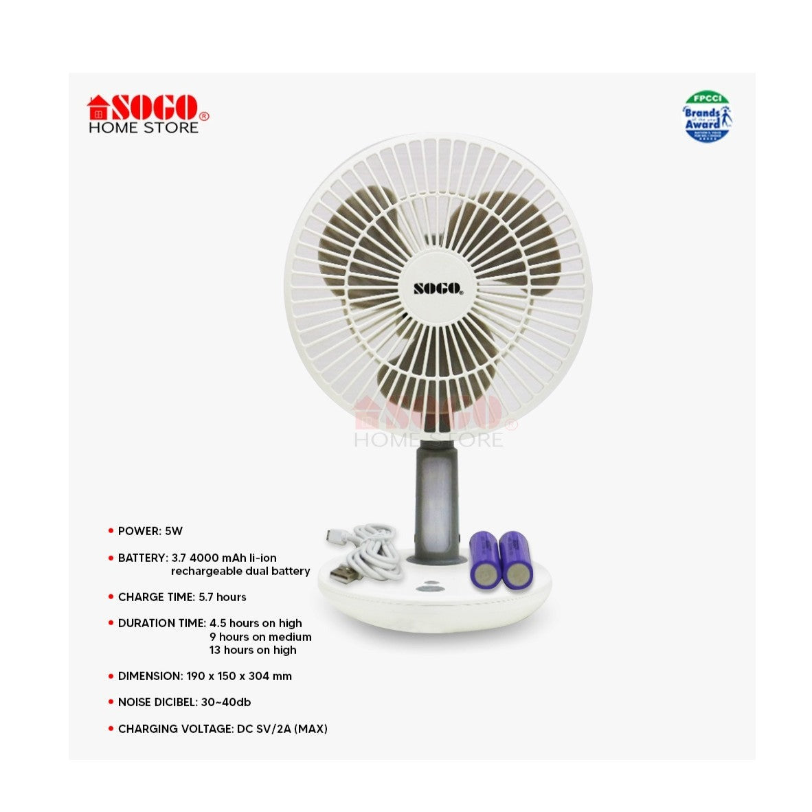 Sogo - Mini Rechargeable Fan (JPN-519)