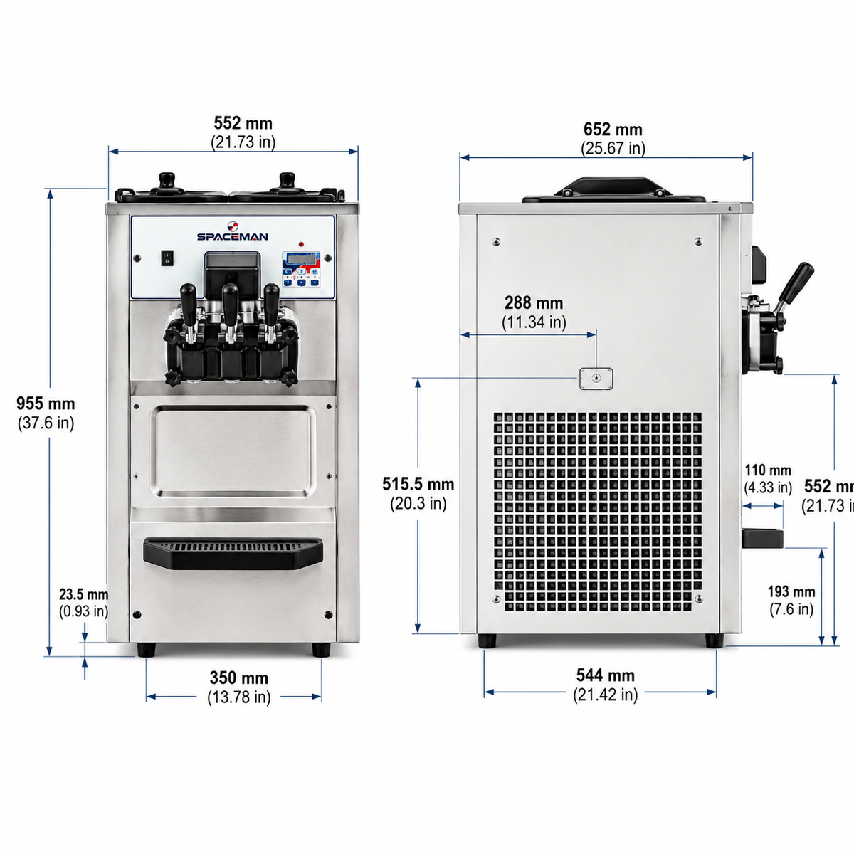 Spaceman 6225 / 6225A Soft Serve + Freezer Machine – 2 Flavor + Twist