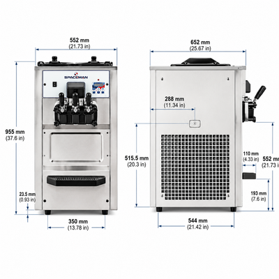 Spaceman 6225 / 6225A Soft Serve + Freezer Machine – 2 Flavor + Twist
