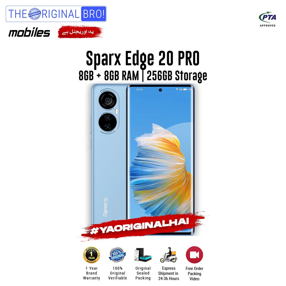 Sparx - Edge 20 Pro - Smartphone - 8GB RAM - 256GB Storage - Blue - The Original Bro Mobiles | Jodiabaazar.com