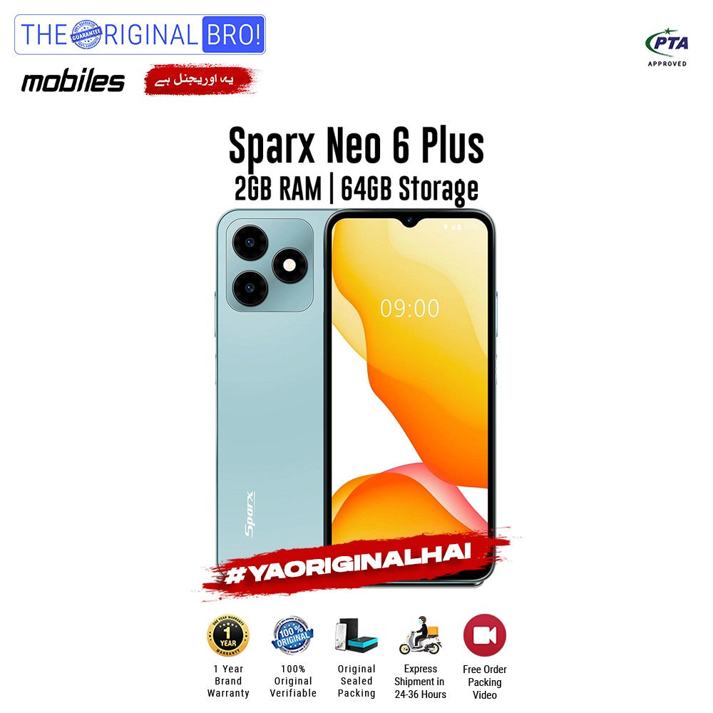 Sparx - Neo 6 Plus - Smartphone - 2GB RAM - 64GB Storage - Blue - The Original Bro Mobiles | Jodiabaazar.com