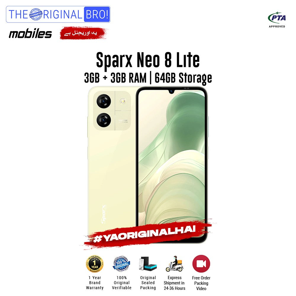 Sparx - Neo 8 Lite - 3GB RAM - 64GB Storage - Gold - PTA Approved - The Original Bro | Jodiabaazar.com