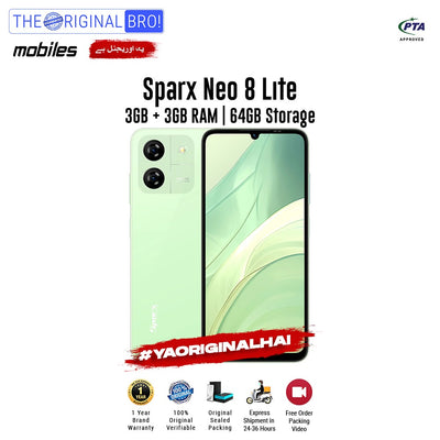 Sparx - Neo 8 Lite - 3GB RAM - 64GB Storage - Green - PTA Approved - The Original Bro | Jodiabaazar.com