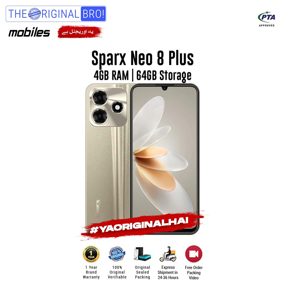 Sparx - Neo 8 Plus - Smartphone - 4GB RAM - 64GB Storage - Gold - The Original Bro Mobiles | Jodiabaazar.com