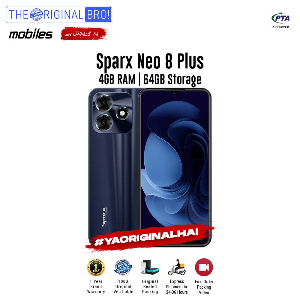 Sparx - Neo 8 Plus - Smartphone - 4GB RAM - 64GB Storage - Blue - The Original Bro Mobiles | Jodiabaazar.com